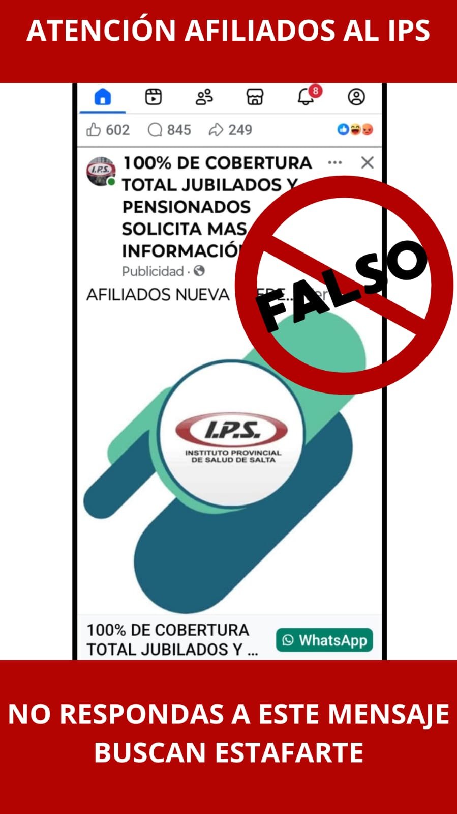 El IPS alerta sobre intentos de estafa digital a afiliados - Salta a la ...